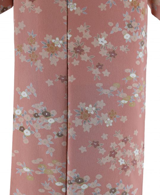 小紋|ピンクベージュに桜と椿[身長160cmまで]No.310